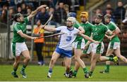 8 January 2017; Kieran Bennett of Waterford in action against Alan Dempsey, left, and Seán Tobin of Limerick during the Co-Op Superstores Munster Senior Hurling League First Round match between Waterford and Limerick at Fraher Field in Dungarvan, Co. Waterford. Photo by Piaras Ó Mídheach/Sportsfile