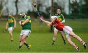 8 January 2017; Mikey Boyle of Kerry in action against David Griffin of Cork during the Co-Op Superstores Munster Senior Hurling League First Round match between Cork and Kerry at Mallow GAA Grounds in Mallow, Co. Cork. Photo by Eóin Noonan/Sportsfile