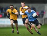 8 January 2017; Ciaran Reddan of Dublin in action against Ryan Burns of DCU during the Bord na Mona O'Byrne Cup Group 1 Round 1 match between Dublin and DCU Dochas Eireann at Parnell Park in Dublin. Photo by Cody Glenn/Sportsfile