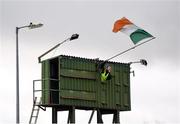 8 January 2017; Austin Stack park groundsman Paul O'Sullivan removes the tricolour from the old scoreboard after the McGrath Cup Round 1 match between Kerry and Tipperary at Austin Stack Park in Tralee, Co. Kerry. Photo by Diarmuid Greene/Sportsfile