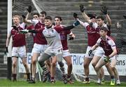 8 January 2017; Members of the NUIG team along the goal line as Mayo take a free during the closing stages of the Connacht FBD League Section A Round 1 match between Mayo and NUI Galway at Elvery's MacHale Park in Castlebar, Co. Mayo. Photo by David Maher/Sportsfile