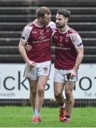 8 January 2017; Adam Gallagher, left and Stephen Brennan of NUIG celebrate at the end of the Connacht FBD League Section A Round 1 match between Mayo and NUI Galway at Elvery's MacHale Park in Castlebar, Co. Mayo. Photo by David Maher/Sportsfile