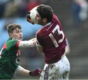 8 January 2017; Ruairi Greene of NUIG in action against Neil Douglas of Mayo during the Connacht FBD League Section A Round 1 match between Mayo and NUI Galway at Elvery's MacHale Park in Castlebar, Co. Mayo. Photo by David Maher/Sportsfile