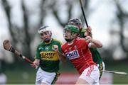 8 January 2017; Seamus Harnedy of Cork in action against Jack Goulding, left, and Darren Dineen, right, of Kerry during the Co-Op Superstores Munster Senior Hurling League First Round match between Cork and Kerry at Mallow GAA Grounds in Mallow, Co. Cork. Photo by Eóin Noonan/Sportsfile