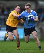 8 January 2017; Shane Cunningham of Dublin in action against Brian Cawley of DCU during the Bord na Mona O'Byrne Cup Group 1 Round 1 match between Dublin and DCU Dochas Eireann at Parnell Park in Dublin.  Photo by Cody Glenn/Sportsfile