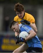 8 January 2017; A bloodied Paul Hudson of Dublin in action against Kevin Feely of DCU during the Bord na Mona O'Byrne Cup Group 1 Round 1 match between Dublin and DCU Dochas Eireann at Parnell Park in Dublin.  Photo by Cody Glenn/Sportsfile