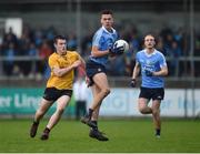 8 January 2017; Ryan Duggan of Dublin in action against Barry Kerr of DCU during the Bord na Mona O'Byrne Cup Group 1 Round 1 match between Dublin and DCU Dochas Eireann at Parnell Park in Dublin. Photo by Cody Glenn/Sportsfile