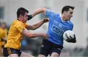 8 January 2017; Gary Sweeney of Dublin in action against Barry Kerr of DCU during the Bord na Mona O'Byrne Cup Group 1 Round 1 match between Dublin and DCU Dochas Eireann at Parnell Park in Dublin. Photo by Cody Glenn/Sportsfile