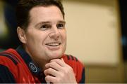 9 January 2017; Munster director of rugby Rassie Erasmus speaking during a press conference at University of Limerick in Limerick. Photo by Diarmuid Greene/Sportsfile