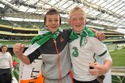 29 May 2011; Republic of Ireland supporters Rhys Moran, left, and Conor Quinn, both from Waterford City, at the match. Carling Four Nations Tournament, Republic of Ireland v Scotland, Aviva Stadium, Lansdowne Road, Dublin. Picture credit: David Maher / SPORTSFILE