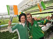29 May 2011; Republic of Ireland supporters Katie Colclough, left and Rosin Brimfson, both from Enniscorthy, Co. Wexford, at the match. Carling Four Nations Tournament, Republic of Ireland v Scotland, Aviva Stadium, Lansdowne Road, Dublin. Picture credit: David Maher / SPORTSFILE