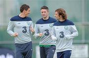 30 May 2011; Republic of Ireland's, from left to right, Keith Andrews, Robbie Keane and Stephen Hunt in action during squad training. Republic of Ireland Squad Training, Gannon Park, Malahide, Co. Dublin. Picture credit: Matt Browne / SPORTSFILE
