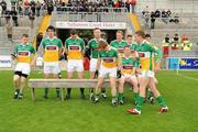 28 May 2011; The Offaly players prepare for the traditional team photograph Leinster GAA Football Senior Championship First Round, Wexford v Offaly, O'Connor Park, Tullamore, Co. Offaly. Picture credit: Pat Murphy / SPORTSFILE