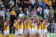29 May 2011; The Wexford players stand for the National Anthem. Leinster GAA Hurling Senior Championship, Quarter-Final, Wexford v Antrim, Wexford Park, Wexford. Picture credit: Matt Browne / SPORTSFILE
