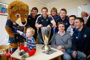 30 May 2011; Leinster's Leo the Lion and players, clockwise from left, Shane Horgan, Sean O'Brien, Rhys Ruddock, Brian O'Driscoll, Jonathan Sexton, Eoin O'Malley and Eoin Reddan with three year old Dean Gaynor, from Raheny, Dublin, during a visit to Temple Street Children's University Hospital. The Children's University Hospital, Temple Street, Dublin. Picture credit: Ray McManus / SPORTSFILE