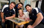 30 May 2011; Leinster's Sean O'Brien, Eoin O'Malley and Shane Horgan with Aoife Fennell, age 11, from Donabate, Dublin, during a visit to Temple Street Children's University Hospital by members of the winning Heineken Cup team. The Children's University Hospital, Temple Street, Dublin. Picture credit: Ray McManus / SPORTSFILE