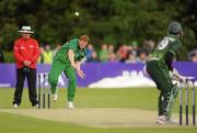 30 May 2011; Kevin O'Brien, Ireland, bowls to Taufiq Omer, Pakistan. RSA ODI Series, Ireland v Pakistan, 2nd Test, Stormont, Belfast, Co. Antrim. Picture credit: Oliver McVeigh / SPORTSFILE