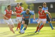 30 May 2011; Paul O'Conor, UCD, in action against David Mulcahy, left, and Brian Shorthall, St Patrick's Athletic. Airtricity League Premier Division, UCD v St Patrick's Athletic. Belfield Bowl, UCD, Belfield. Picture credit: Matt Browne / SPORTSFILE