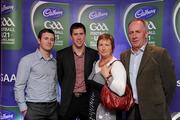 30 May 2011; Pictured at the 2011 Cadbury Hero of the Future Award's ceremony are, from left, Kieran Lynam, Conor Lynam, Nuala Lynam and Liam Lynam, from Westmeath. Conor Lynam was one of 14 shortlisted players who excelled throughout the 2011 Cadbury GAA U21 Football Championship. The 2011 Cadbury Hero of the Future Award was won by Thomas Flynn from Galway. All nominees can be seen on www.cadburygaau21.com Past winners, Rory O’Carroll from Dublin, Colm O’Neill and Fintan Goold from Cork, Killian Young from Kerry and Keith Higgins from Mayo have gone on to represent their Counties at Senior level. 2011 Cadbury Hero of the Future Awards, Croke Park, Dublin. Picture credit: Pat Murphy / SPORTSFILE