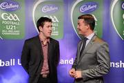 30 May 2011; Pictured with Shane Guest, Cadbury Ireland, is Conor Lynam, from Westmeath, who was shortlisted for the 2011 Cadbury Hero of the Future Award, Conor Lynam was one of 14 shortlisted players who excelled throughout the 2011 Cadbury GAA U21 Football Championship. The 2011 Cadbury Hero of the Future Award was won by Thomas Flynn from Galway. All nominees can be seen on www.cadburygaau21.com Past winners, Rory O’Carroll from Dublin, Colm O’Neill and Fintan Goold from Cork, Killian Young from Kerry and Keith Higgins from Mayo have gone on to represent their Counties at Senior level. 2011 Cadbury Hero of the Future Awards, Croke Park, Dublin. Picture credit: Pat Murphy / SPORTSFILE