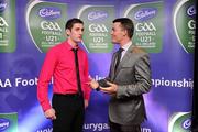 30 May 2011; Pictured with Shane Guest, Cadbury Ireland, is Paul Geaney, from Kerry, who was shortlisted for the 2011 Cadbury Hero of the Future Award, Paul Geaney was one of 14 shortlisted players who excelled throughout the 2011 Cadbury GAA U21 Football Championship. The 2011 Cadbury Hero of the Future Award was won by Thomas Flynn from Galway. All nominees can be seen on www.cadburygaau21.com Past winners, Rory O’Carroll from Dublin, Colm O’Neill and Fintan Goold from Cork, Killian Young from Kerry and Keith Higgins from Mayo have gone on to represent their Counties at Senior level. 2011 Cadbury Hero of the Future Awards, Croke Park, Dublin. Picture credit: Pat Murphy / SPORTSFILE