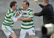 30 May 2011; Karl Sheppard, Shamrock Rovers, celebrates after scoring his side's first goal with team-mate Gary Twigg, left. Airtricity League Premier Division, Shamrock Rovers v Bohemians. Tallaght Stadium, Tallaght, Co. Dublin. Picture credit: David Maher / SPORTSFILE