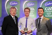 30 May 2011; Pictured with Páraic Ó Dufaigh, Ard-Stiúrthóir, GAA, and Shane Guest, Cadbury Ireland, is Sean Gaul from Wexford who was shortlisted for the 2011 Cadbury Hero of the Future Award, Sean Gaul was one of 14 shortlisted players who excelled throughout the 2011 Cadbury GAA U21 Football Championship. The 2011 Cadbury Hero of the Future Award was won by Thomas Flynn from Galway. All nominees can be seen on www.cadburygaau21.com Past winners, Rory O’Carroll from Dublin, Colm O’Neill and Fintan Goold from Cork, Killian Young from Kerry and Keith Higgins from Mayo have gone on to represent their Counties at Senior level. 2011 Cadbury Hero of the Future Awards, Croke Park, Dublin. Picture credit: Pat Murphy / SPORTSFILE