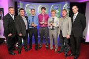 30 May 2011; Cavan players Barry Reilly, Gearoid McKiernan and Jack Brady who were shortlisted for the 2011 Cadbury Hero of the Future Award, they where among 14 shortlisted players who excelled throughout the 2011 Cadbury GAA U21 Football Championship, pictured with, from left, Paul Caffrey, Kieran Fitzpatrick, Terry Highland, Cavan U21 manager, and Dermot Earley. The 2011 Cadbury Hero of the Future Award was won by Thomas Flynn from Galway. All nominees can be seen on www.cadburygaau21.com Past winners, Rory O’Carroll from Dublin, Colm O’Neill and Fintan Goold from Cork, Killian Young from Kerry and Keith Higgins from Mayo have gone on to represent their Counties at Senior level. 2011 Cadbury Hero of the Future Awards, Croke Park, Dublin. Picture credit: Pat Murphy / SPORTSFILE