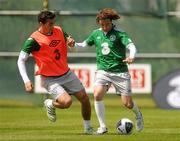 31 May 2011; Republic of Ireland's Stephen Hunt, right, and Stephen Kelly in action during squad training ahead of their upcoming EURO2012 Championship Qualifier against Macedonia on Saturday. Republic of Ireland Squad Training, Gannon Park, Malahide, Co. Dublin. Picture credit: Oliver McVeigh / SPORTSFILE