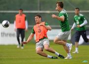 31 May 2011; Republic of Ireland's Simon Cox, right, and Darren O'Dea in action during squad training ahead of their upcoming EURO2012 Championship Qualifier against Macedonia on Saturday. Republic of Ireland Squad Training, Gannon Park, Malahide, Co. Dublin. Picture credit: Oliver McVeigh / SPORTSFILE