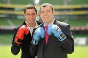 31 May 2011; Minister of State with responsibility for Tourism and Sport, Michael Ring T.D., today honoured eleven dedicated volunteers who have made outstanding contributions to sport in Ireland at an awards ceremony which took place at the Aviva Stadium. Pictured are at the awards is Gerry Fleming of Neilstown Boxing Club, Dublin, with Olympic silver medallist and member of Neilstown Boxing Club, Kenneth Egan. Federation of Irish Sports Volunteers Awards, Aviva Stadium, Lansdowne Road, Dublin. Picture credit: Brendan Moran / SPORTSFILE