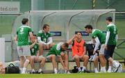 31 May 2011; Republic of Ireland's, from left to right, Stephen Ward, Seamus Coleman, Glenn Whelan, Damien Delaney, Darren O'Dea, Stephen Kelly and Keith Fahey during squad training ahead of their upcoming EURO2012 Championship Qualifier against Macedonia on Saturday. Republic of Ireland Squad Training, Gannon Park, Malahide, Co. Dublin. Picture credit: Oliver McVeigh / SPORTSFILE