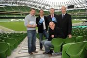 31 May 2011; Minister of State with responsibility for Tourism and Sport, Michael Ring T.D., today honoured eleven dedicated volunteers who have made outstanding contributions to sport in Ireland at an awards ceremony which took place at the Aviva Stadium. Pictured at the awards are, clockwise from left, former Leinster hooker John Fogarty, Olympic Silver Medallist and member of Neilstown Boxing Club Kenneth Egan, Gerry Fleming, Neilstown Boxing Club, Dublin Marathon and Race Series Director Jim Aughney and Irish cricketer Trent Johnston. Federation of Irish Sports Volunteers Awards, Aviva Stadium, Lansdowne Road, Dublin. Picture credit: Brendan Moran / SPORTSFILE
