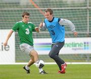 31 May 2011; Republic of Ireland's Seamus Coleman, left, and Glenn Whelan in action during squad training ahead of their upcoming EURO2012 Championship Qualifier against Macedonia on Saturday. Republic of Ireland Squad Training, Gannon Park, Malahide, Co. Dublin. Picture credit: Oliver McVeigh / SPORTSFILE