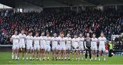 8 January 2017; The Tyrone team stand for the National Anthem before the Bank of Ireland Dr. McKenna Cup Section C Round 1 match between Cavan and Tyrone at Kingspan Breffni Park in Cavan. Photo by Oliver McVeigh/Sportsfile