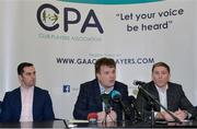 9 January 2017; Declan Brennan, Secretary CPA, centre, Aaron Kernan, CPA Executive member and Grassroots Coordinator, left, and Micheal Briody Chairman CPA at the official launch of the Club Players Association at Ballyboden St Enda’s GAA in Firhouse Rd, Ballyroan, Dublin. The CPA are calling for all GAA Club members to register at www.gaaclubplayers.com to help ‘Fix The Fixtures’. Photo by Piaras Ó Mídheach/Sportsfile
