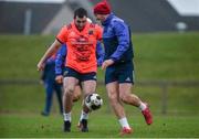 9 January 2017; Dan Goggin and James Cronin of Munster playing with a soccer ball during squad training at University of Limerick in Limerick. Photo by Diarmuid Greene/Sportsfile