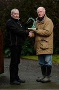 10 January 2017; Nominations are now open for the 2017 Godolphin Stud and Stable Staff Awards at www.studandstablestaffawards.ie. The awards encompass 10 categories, which carry total prize-money of €80,000, an increase of €10,000 from 2016. The 2017 awards will take place in the Newpark Hotel in Kilkenny on Tuesday, May 9th. Pictured at the launch are trainer John Oxx, right, and assistant trainer Jimmy O'Neill, left, who won The Irish Racing Excellence Award 2016, at John Oxx’s Yard, Currabeg, Kildare. Photo by Seb Daly/Sportsfile