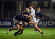 10 January 2017; Stephen Corry of Presentation College Bray is tackled by Alec Dawson of Mount Temple during the Bank of Ireland Fr Godfrey Cup Round 1 match between Presentation College Bray and Mount Temple at Donnybrook Stadium in Donnybrook, Dublin. Photo by Cody Glenn/Sportsfile