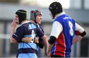 10 January 2017; Newpark Comprehensive team-mates Adam Falkner, left, and Finn Sunderman celebrate at the final whistle of the Bank of Ireland Fr Godfrey Cup Round 1 match between Newpark Comprehensive and Templeogue College at Donnybrook Stadium in Donnybrook, Dublin. Photo by Cody Glenn/Sportsfile