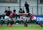 11 January 2017; Jack O'Gorman of The Highschool in action against William Hayden, left, and Sean Dunne of Wesley College during the Bank of Ireland Vinnie Murray Cup Round 1 match between The High School and Wesley College at Donnybrook Stadium in Donnybrook, Dublin. Photo by Sam Barnes/Sportsfile