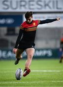 11 January 2017; James Reynolds of CBC Monkstown takes a conversion during the Bank of Ireland Vinnie Murray Cup Round 1 match between Presentation College Bray and CBC Monkstown Park at Donnybrook Stadium in Donnybrook, Dublin. Photo by Sam Barnes/Sportsfile