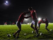 11 January 2017; Cork players warm up before the start of the the McGrath Cup Round 1 match between Tipperary and Cork at Templetuohy, Co. Tipperary.  Photo by Matt Browne/Sportsfile
