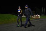 11 January 2017; Liam Kearns manager of Tipperary and player Brian Fox before the start of the McGrath Cup Round 1 match between Tipperary and Cork at Templetuohy, Co. Tipperary.  Photo by Matt Browne/Sportsfile