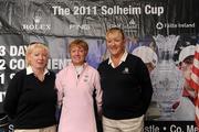 31 May 2011; The Grange Castle Golf Club, Dublin, team, Susan Bishop, captain, centre, with Anne Moran, left, and Anne Carberry, pictured at The 2011 Solheim Cup Club Challenge Leinster Final at Dun Laoghaire Golf Club. 40 golf clubs qualified for the Leinster final, competing for a once-in-a-lifetime opportunity to play with a professional at the Ladies Irish Open on August 4 along with season tickets to The 2011 Solheim Cup in September. The Grange Castle Golf Club, Dublin, team finished outside the top four qualification spots at the event. The 2011 Solheim Cup is the most prestigious international team event in women’s professional golf and will be take place in Killeen Castle, County Meath in September 23-25 this year. Log onto www.solheimcup.com for more information. The 2011 Solheim Cup Club Challenge Provincial Final, Dun Laoghaire Golf Club, Dun Laoghaire, Co. Dublin. Picture credit: Brian Lawless / SPORTSFILE