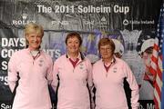 31 May 2011; The Corrstown Golf Club, Dublin, team, Linda Merrigan, captain, centre, Bernadette Pearson, left, and Jacinta Lynch, pictured at The 2011 Solheim Cup Club Challenge Leinster Final at Dun Laoghaire Golf Club. 40 golf clubs qualified for the Leinster final, competing for a once-in-a-lifetime opportunity to play with a professional at the Ladies Irish Open on August 4 along with season tickets to The 2011 Solheim Cup in September. The Corrstown Golf Club, Dublin, team finished outside the top four qualification spots at the event. The 2011 Solheim Cup is the most prestigious international team event in women’s professional golf and will be take place in Killeen Castle, County Meath in September 23-25 this year. Log onto www.solheimcup.com for more information. The 2011 Solheim Cup Club Challenge Provincial Final, Dun Laoghaire Golf Club, Dun Laoghaire, Co. Dublin. Picture credit: Brian Lawless / SPORTSFILE
