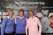 31 May 2011; The Enniscorthy Golf Club, Wexford, team Eimear McGrath, captain, centre, Margaret Mooney, left, and Anna-Mai O'Connor, pictured at The 2011 Solheim Cup Club Challenge Leinster Final at Dun Laoghaire Golf Club. 40 golf clubs qualified for the Leinster final, competing for a once-in-a-lifetime opportunity to play with a professional at the Ladies Irish Open on August 4 along with season tickets to The 2011 Solheim Cup in September. The Enniscorthy Golf Club, Wexford, team finished outside the top four qualification spots at the event. The 2011 Solheim Cup is the most prestigious international team event in women’s professional golf and will be take place in Killeen Castle, County Meath in September 23-25 this year. Log onto www.solheimcup.com for more information. The 2011 Solheim Cup Club Challenge Provincial Final, Dun Laoghaire Golf Club, Dun Laoghaire, Co. Dublin. Picture credit: Brian Lawless / SPORTSFILE