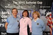 31 May 2011; The Curragh Golf Club, Kildare, team, Catherine O'Reilly, captain, centre, Vourneen McGeough, left, and Maria Donnelly, pictured at The 2011 Solheim Cup Club Challenge Leinster Final at Dun Laoghaire Golf Club. 40 golf clubs qualified for the Leinster final, competing for a once-in-a-lifetime opportunity to play with a professional at the Ladies Irish Open on August 4 along with season tickets to The 2011 Solheim Cup in September. The Curragh Golf Club, Kildare, team finished outside the top four qualification spots at the event. The 2011 Solheim Cup is the most prestigious international team event in women’s professional golf and will be take place in Killeen Castle, County Meath in September 23-25 this year.Log onto www.solheimcup.com for more information. The 2011 Solheim Cup Club Challenge Provincial Final, Dun Laoghaire Golf Club, Dun Laoghaire, Co. Dublin. Picture credit: Brian Lawless / SPORTSFILE