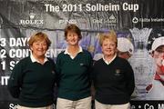 31 May 2011; The Foxrock Golf Club, Dublin, team Patricia Byrne, captain, centre, Monica Connell McCleary, left, and Anne Kelleher, pictured at The 2011 Solheim Cup Club Challenge Leinster Final at Dun Laoghaire Golf Club. 40 golf clubs qualified for the Leinster final, competing for a once-in-a-lifetime opportunity to play with a professional at the Ladies Irish Open on August 4 along with season tickets to The 2011 Solheim Cup in September. The Foxrock Golf Club, Dublin, team finished outside the top four qualification spots at the event. The 2011 Solheim Cup is the most prestigious international team event in women’s professional golf and will be take place in Killeen Castle, County Meath in September 23-25 this year. Log onto www.solheimcup.com for more information. The 2011 Solheim Cup Club Challenge Provincial Final, Dun Laoghaire Golf Club, Dun Laoghaire, Co. Dublin. Picture credit: Brian Lawless / SPORTSFILE