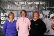31 May 2011; The Bunclody Golf & Fishing Club, Wexford, team, Brid St. Ledger, captain, centre, Ann Steemers, left, and Louise Galligan, pictured at The 2011 Solheim Cup Club Challenge Leinster Final at Dun Laoghaire Golf Club. 40 golf clubs qualified for the Leinster final, competing for a once-in-a-lifetime opportunity to play with a professional at the Ladies Irish Open on August 4 along with season tickets to The 2011 Solheim Cup in September. The Bunclody Golf & Fishing Club, Wexford, team finished outside the top four qualification spots at the event. The 2011 Solheim Cup is the most prestigious international team event in women’s professional golf and will be take place in Killeen Castle, County Meath in September 23-25 this year.Log onto www.solheimcup.com for more information. The 2011 Solheim Cup Club Challenge Provincial Final, Dun Laoghaire Golf Club, Dun Laoghaire, Co. Dublin. Picture credit: Brian Lawless / SPORTSFILE